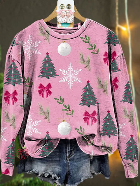 Christmas tree Christmas ball pink Casual  Sweatshirt