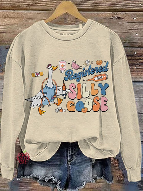 Silly Goose Nurse Nursing Student Casual  Sweatshirt