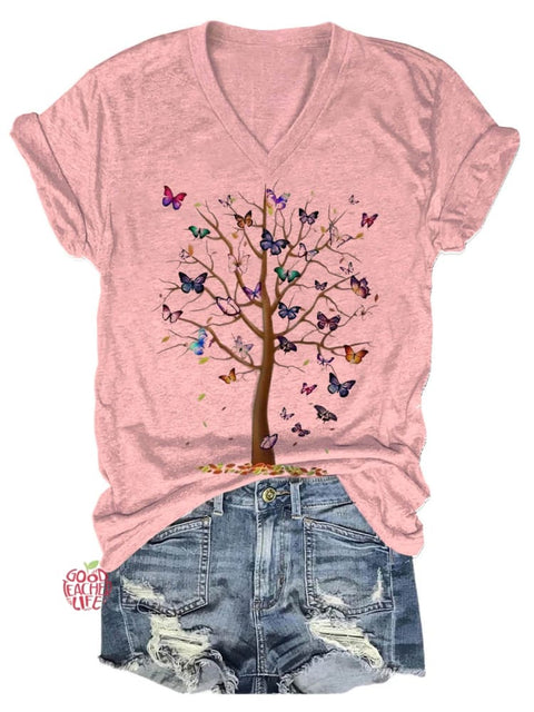 Butterfly Tree Art Casual T-shirt