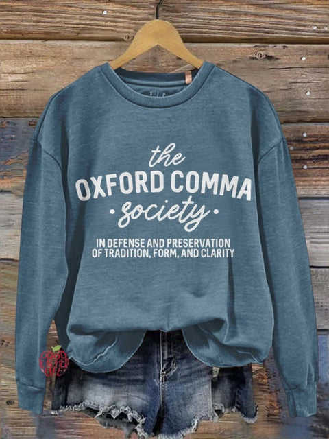 The Oxford Teacher Comma Society Print Casual Long Sleeve Sweatshirt