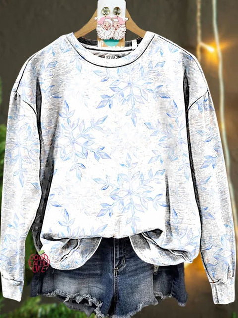 Christmas Blue snowflake Casual  Sweatshirt