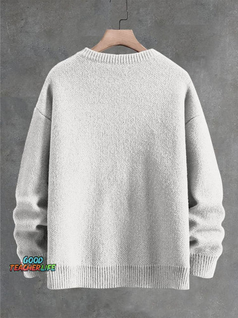 Human Body Perspective Decorative Pattern Knit Pullover Sweater