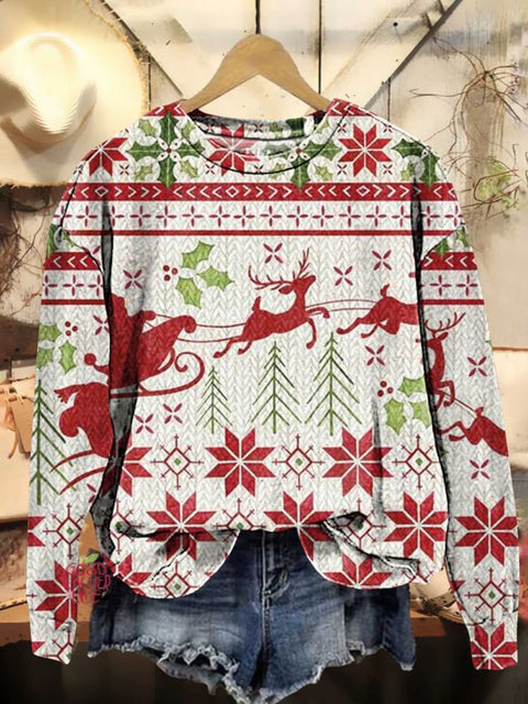 Christmas Santa Claus Elk Casual Sweatshirt