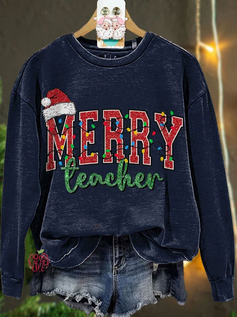 Merry Teacher Christmas Casual Sweatshirt