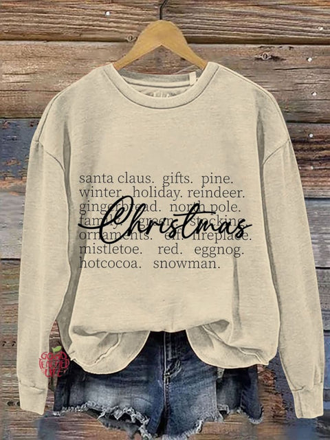 Christmas Words Casual Print Sweatshirt