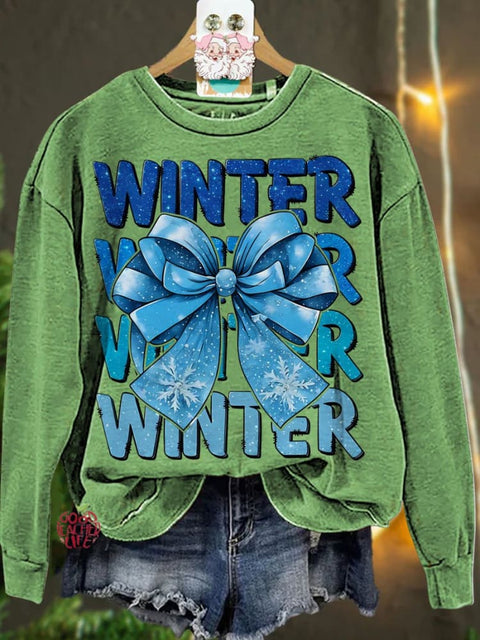 Christmas Coquette Winter bow winter season Casual  Sweatshirt