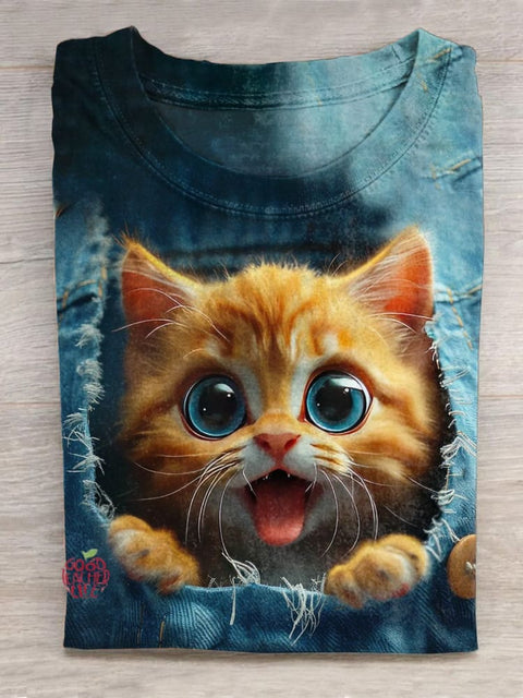 Funny Cat  Art Print Casual T-Shirt