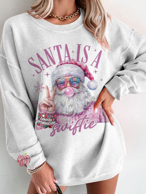 Women's Santa Is A Merry Christmas Casual Print Shirt