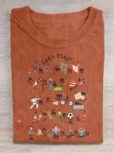 Let's Play Pe Teacher Casual Print T-shirt