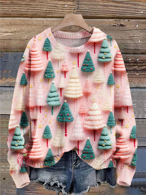 Christmas Gift Christmas Tree Art Print Knit Pullover Sweater