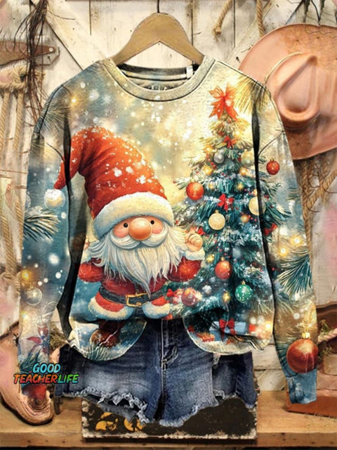 Lovely Christmas Gnome Art Print Casual Sweatshirt