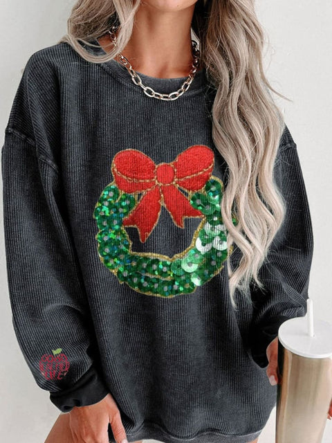 Women's Glitter Christmas Casual Print Shirt