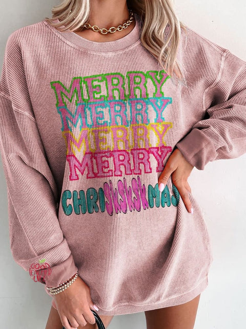 Women's Merry Merry Chriskskmas Casual Print Sweatshirt