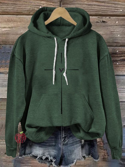 Christian Cross Printed Casual Hoodie Sweatshirt