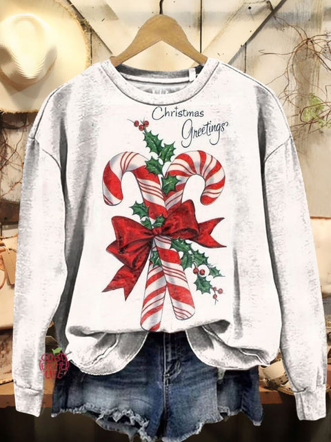 Christmas Cane Art Print Sweatshirt