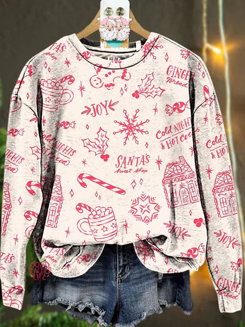 Retro Christmas Candy cane Casual  Sweatshirt