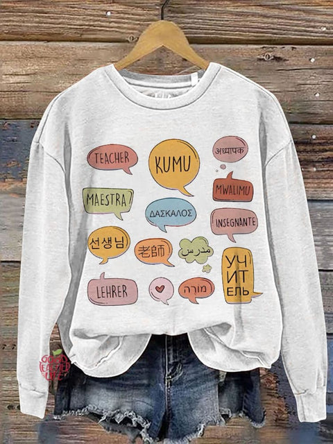 Teacher In Different Languages Casual  Sweatshirt