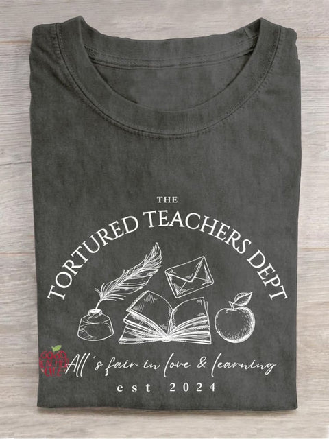 The Tortured Teachers Department Apple Casual Print T-shirt