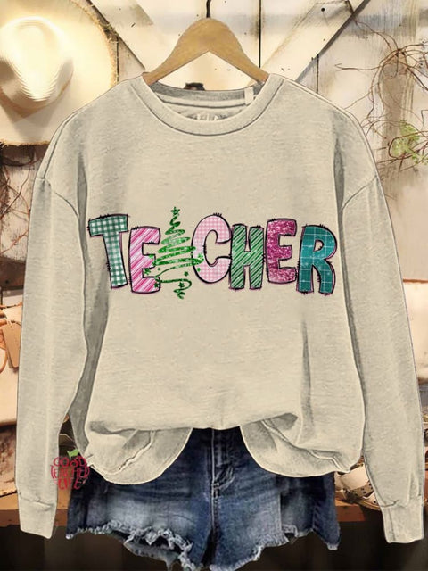 Santa's Favorite Teacher Christmas Casual Sweatshirt