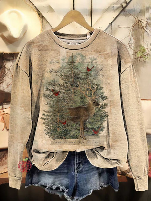 Christmas Tree Deer Casual Sweatshirt