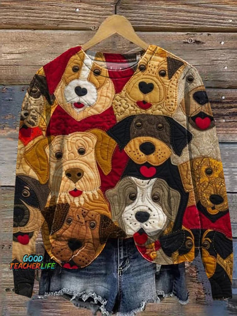 Cute Dog Art Print Casual Sweatshirt