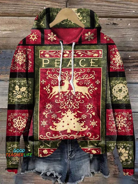 Lovely Christmas Peace And Love Art Print Casual Sweatshirt