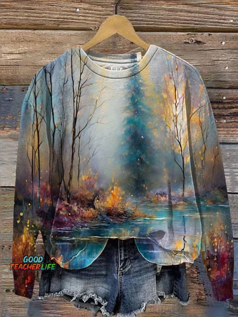 Colorful Abstrct Tree Art Print Casual Sweatshirt
