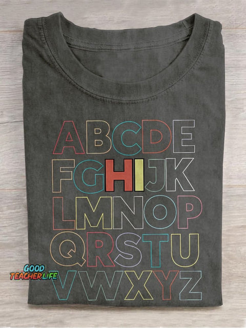 HI Alphabet Casual Print T-shirt