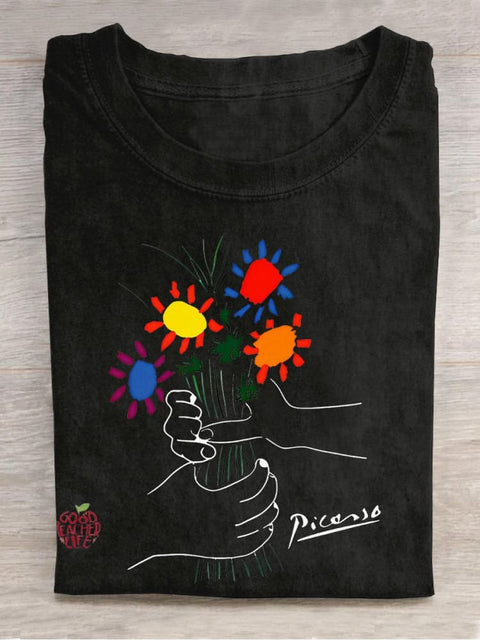 A Bouquet Of Flowers Teacher Casual Print T-shirt