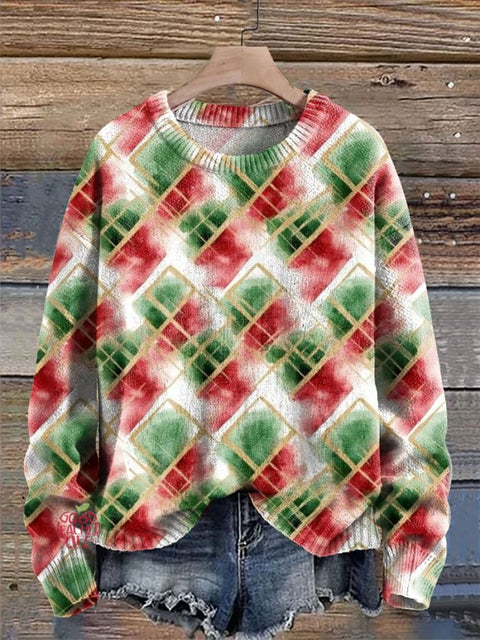 Christmas Pattern Art Print Knit Pullover Sweater