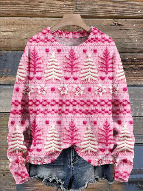 Christmas Gift Christmas Tree Art Print Knit Pullover Sweater