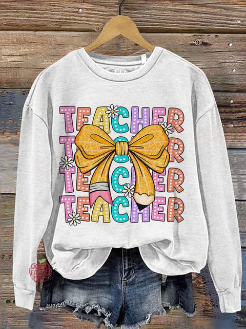 Coquette Teacher Back To School Teacher Appreciation Casual Sweatshirt