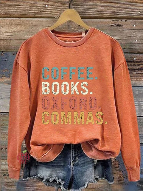 Coffee Books Oxford Commas Casual Sweatshirt