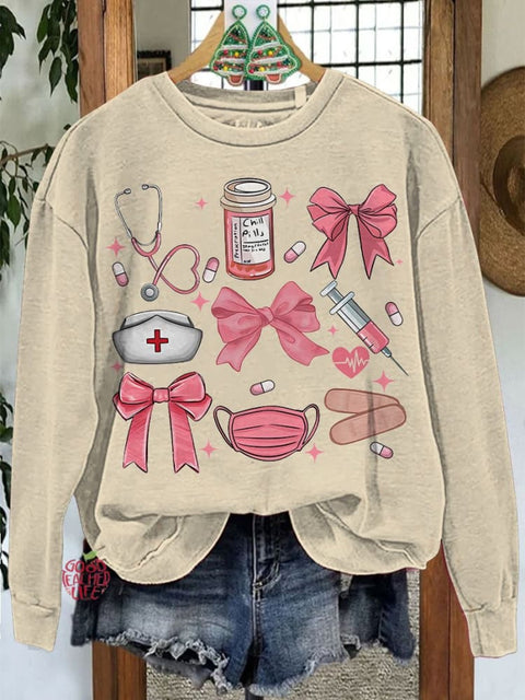 Work Cute Nurse Coquette Bow Casual Sweatshirt