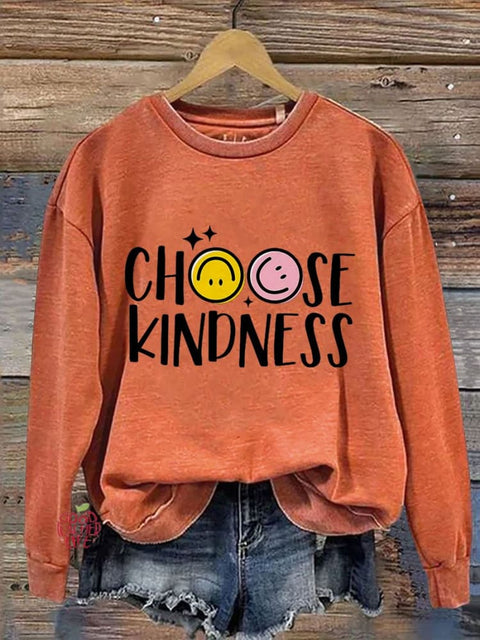 Choose Kindness Happy Face Kindness Casual Print Sweatshirt