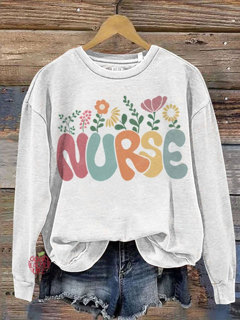 Floral Nurse Student Casual  Sweatshirt