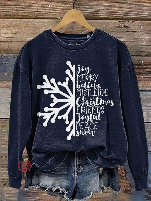 Christmas Snowflake Casual Print Sweatshirt