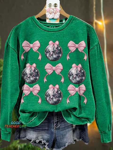 New Year Pink Coquette Disco Ball Casual  Sweatshirt