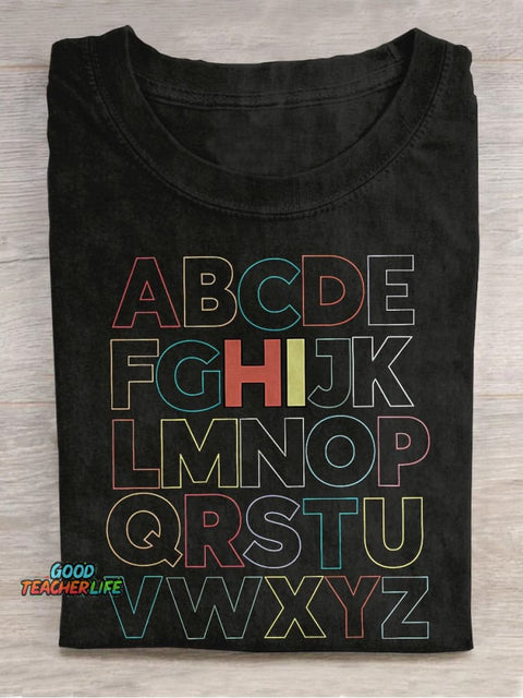 HI Alphabet Casual Print T-shirt