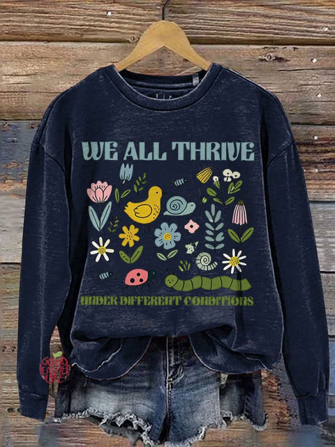 We All Therive Special Education Mental Health Casual Print Sweatshirt