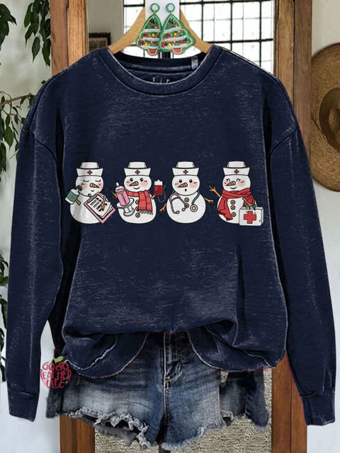 Christmas Nurse Snowman Casual Sweatshirt