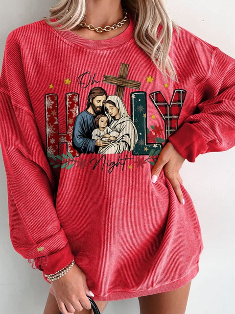 Christmas Oh holly night  Jesus is the reason Women's Casual Print Sweatshirt