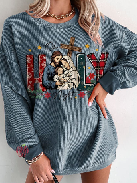 Christmas Oh holly night  Jesus is the reason Women's Casual Print Sweatshirt