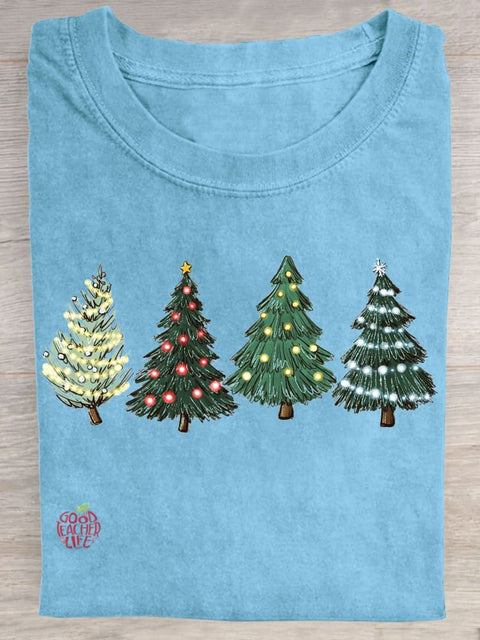 Christmas Tree Light Print T-shirt