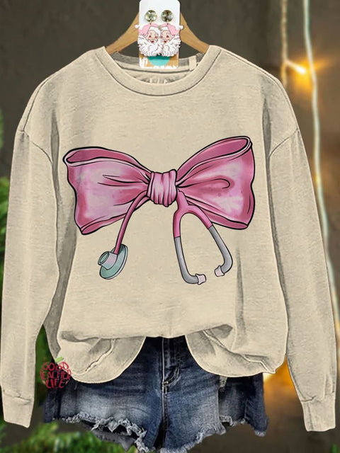 Coquette Nurse Stethoscope Bow Casual Sweatshirt