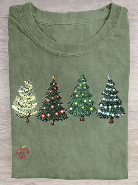 Christmas Tree Light Print T-shirt