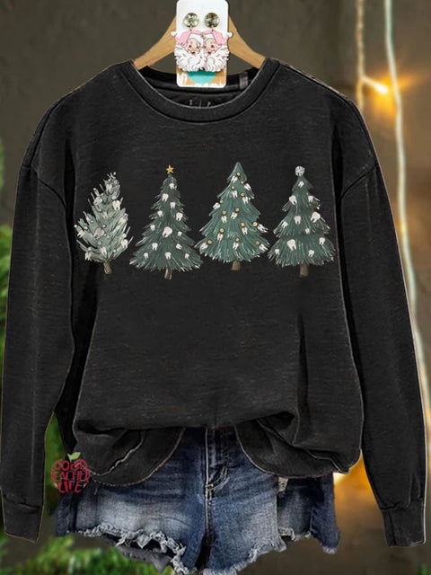 Christmas Xmas Tree Teeth Dentist Casual  Sweatshirt