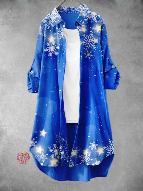 Women's Shiny Snowflake Art Print Dress