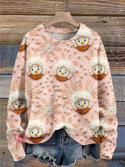 Christmas Gift Thanksgiving Turkey Art Print Knit Pullover Sweater