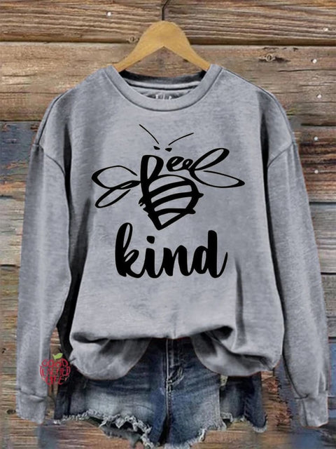 Bee Kind Casual Print Sweatshirt